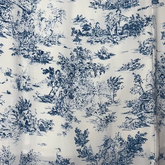 Cider Blue and White Sheath Midi Dress with Flutter Sleeves - Picture 3 of 3